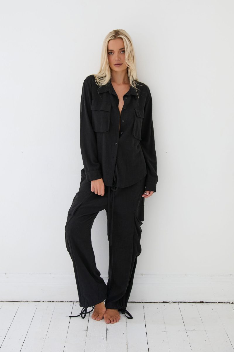 MYKONOS LINEN CO ORD NOIR
